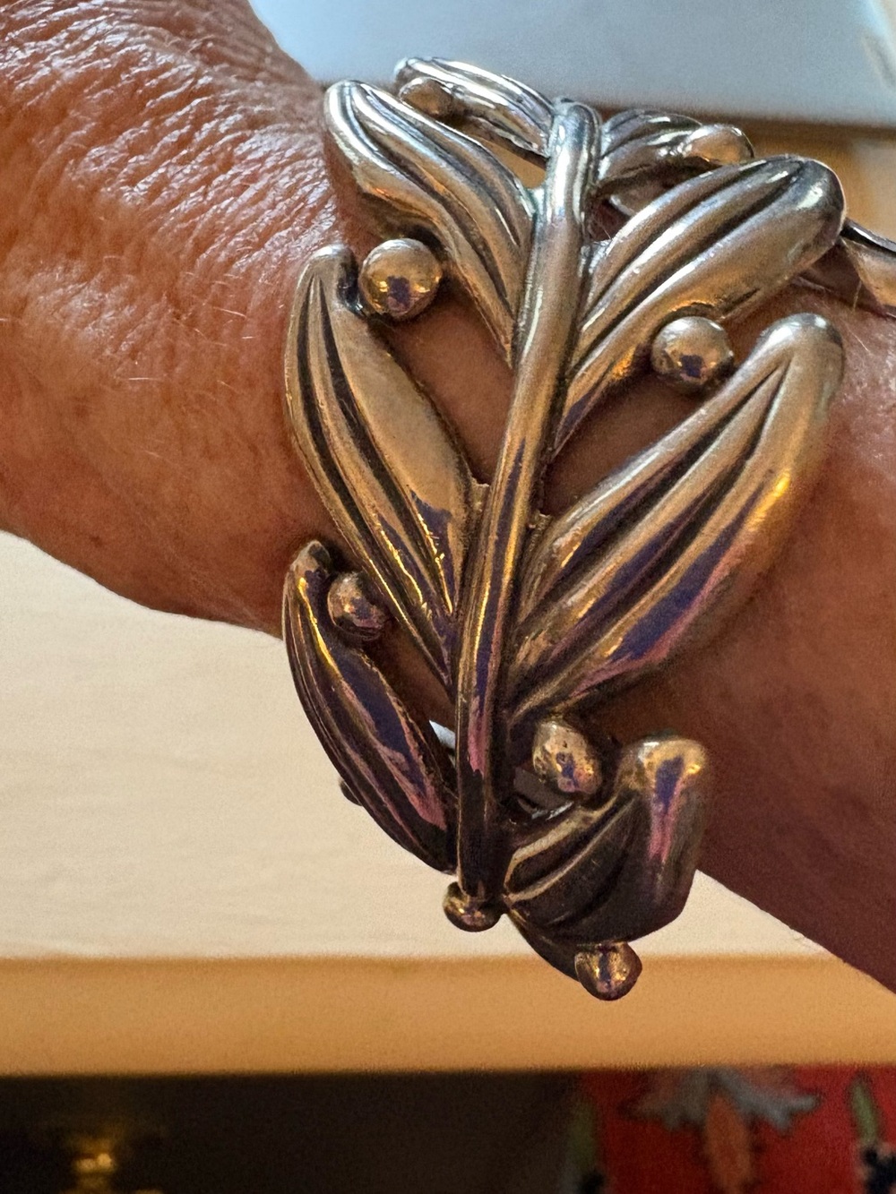Taxco Silver Leaf Motif Bracelet and Earrings Set - Silver. Made in the 1940’s.